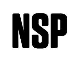 Black letters 'NSP' on a transparent background.