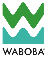 Green and teal Waboba logo with stylized W design above 'Waboba' text.