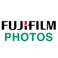 FUJIFILM PHOTOS logo with black and green text.
