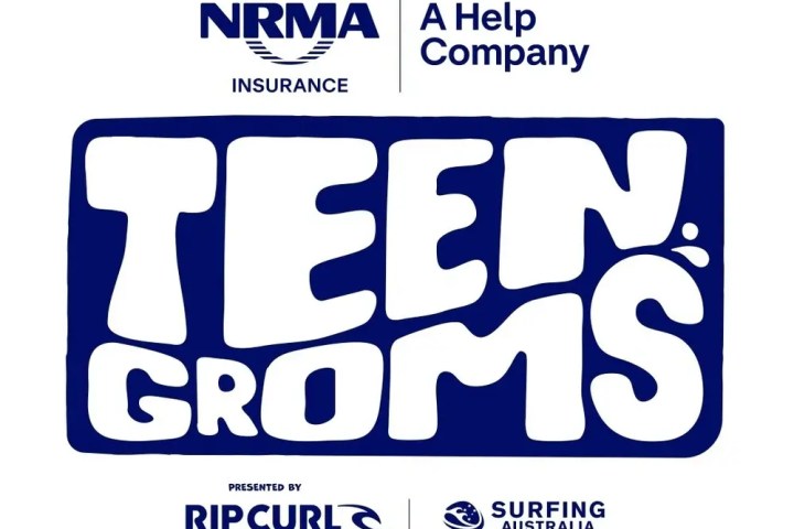 Stylized 'Teen Groms' logo with NRMA Insurance and Surfing Australia logos.